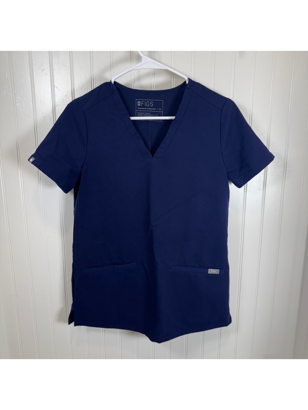 FIGS Technical Collection Navy Blue Medical Scrub Top Womens XS